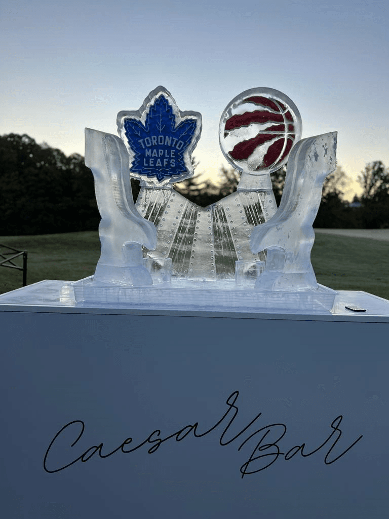 Leafs and Raptors branded ice Caesar bar at a sports event